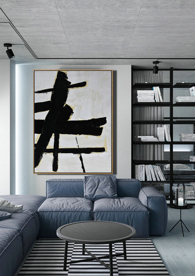 Large Contemporary Art Acrylic Painting,Minimalist Painting On Canvas, Palette Knife Vertical Minimal Art - Canvas Wall Paintings